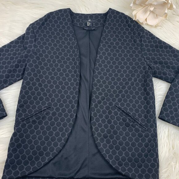 H&M Open Front Knit Viscose Blend Polka Dot Blazer Women's Size XS - Picture 2 of 6